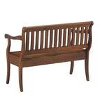Banc de rangement Alcott Elm de Carolina Living : Fabriqué à la main, couvercle relevable, finition antique, 2 places assises