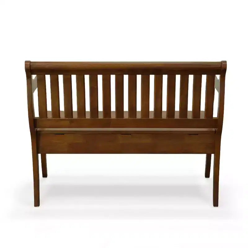 Banc de rangement Alcott Elm de Carolina Living : Fabriqué à la main, couvercle relevable, finition antique, 2 places assises