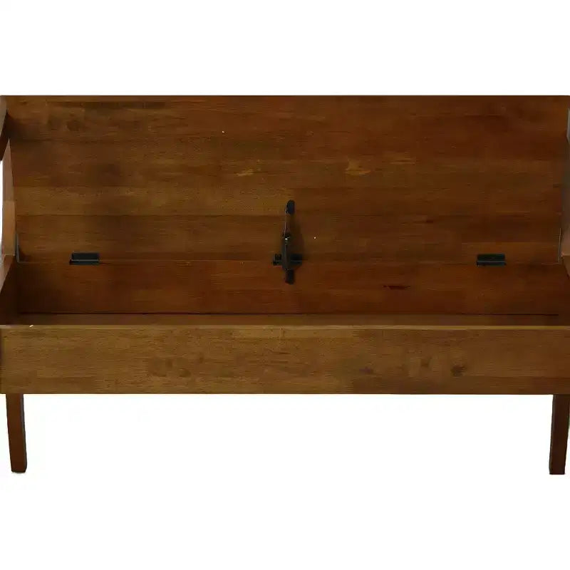 Banc de rangement Alcott Elm de Carolina Living : Fabriqué à la main, couvercle relevable, finition antique, 2 places assises