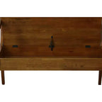 Banc de rangement Alcott Elm de Carolina Living : Fabriqué à la main, couvercle relevable, finition antique, 2 places assises