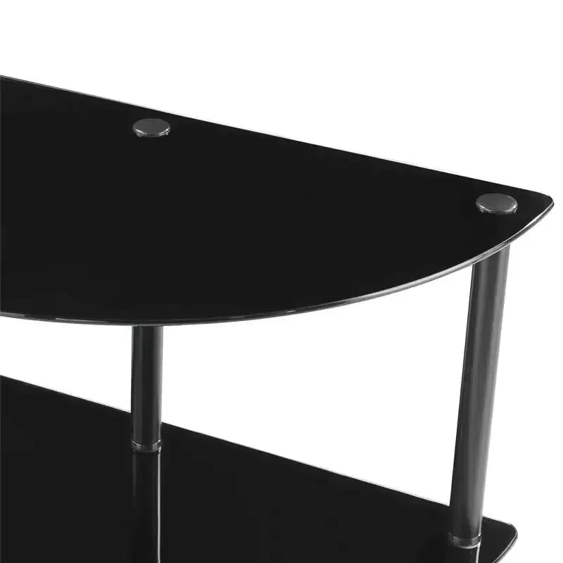 Breighton Home Designs2Go Table Console d'entrée demi-cercle classique en verre à 3 niveaux noir/noir