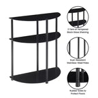 Breighton Home Designs2Go Table Console d'entrée demi-cercle classique en verre à 3 niveaux noir/noir