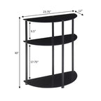Breighton Home Designs2Go Table Console d'entrée demi-cercle classique en verre à 3 niveaux noir/noir