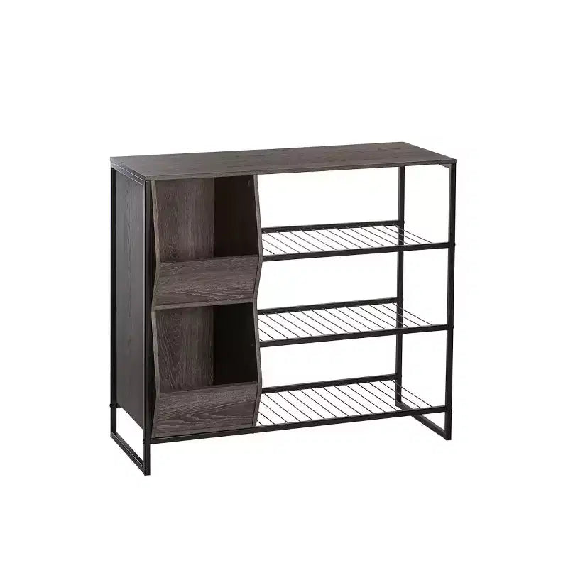 RiverRidge Afton Entryway Shoe Storage Organizer with 3 Shoe Racks and 2 Shoe Organizer Boxes - Weathered Woodgrain