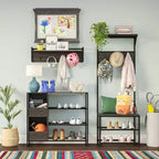 Meuble de rangement pour chaussures RiverRidge Afton avec 3 étagères à chaussures et 2 boîtes de rangement pour chaussures - Finition grain de bois vieilli