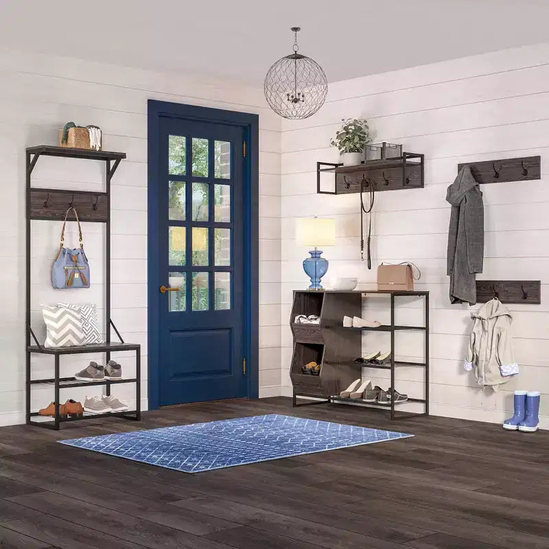 Meuble de rangement pour chaussures RiverRidge Afton avec 3 étagères à chaussures et 2 boîtes de rangement pour chaussures - Finition grain de bois vieilli