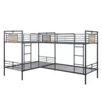 119"Quadruple Twin Bunk Bed Cordelia Loft and Bunk Bed Sandy Black, Dark Bronze Hand-Brushed Finish - Acme Furniture: Metal Frame
