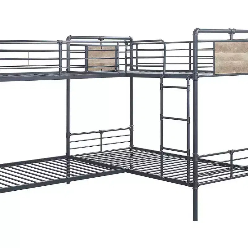 119po Lit superposé quadruple Cordelia Loft et lit superposé Sandy Black, finition bronze foncé brossée à la main - Acme Furniture : Cadre en métal