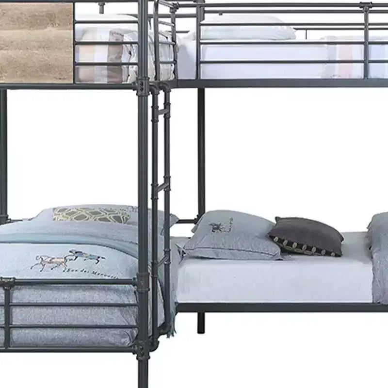 119po Lit superposé quadruple Cordelia Loft et lit superposé Sandy Black, finition bronze foncé brossée à la main - Acme Furniture : Cadre en métal