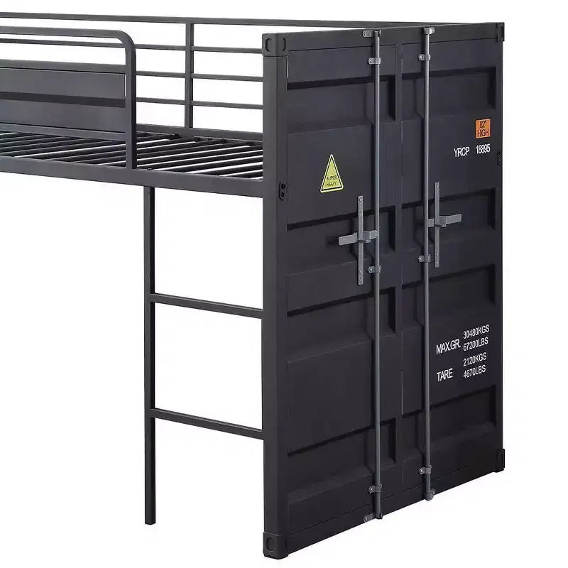 Lit mezzanine simple de 80 po avec glissière et échelle, cadre en métal – Acme Furniture : Aucun sommier tapissier requis