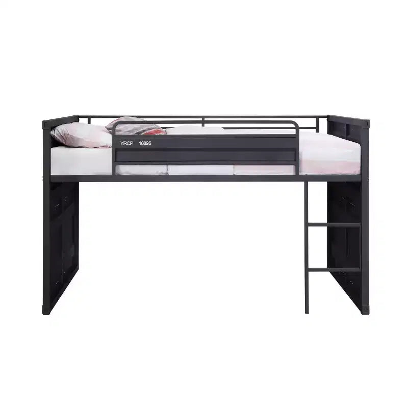 Lit mezzanine simple de 80 po avec glissière et échelle, cadre en métal – Acme Furniture : Aucun sommier tapissier requis