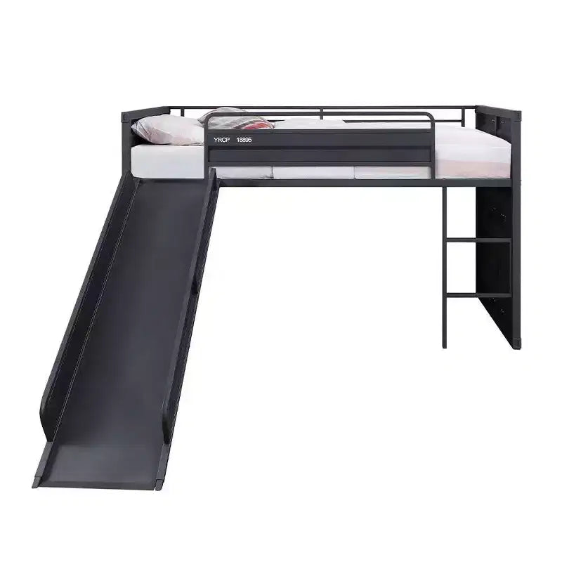 Lit mezzanine simple de 80 po avec glissière et échelle, cadre en métal – Acme Furniture : Aucun sommier tapissier requis