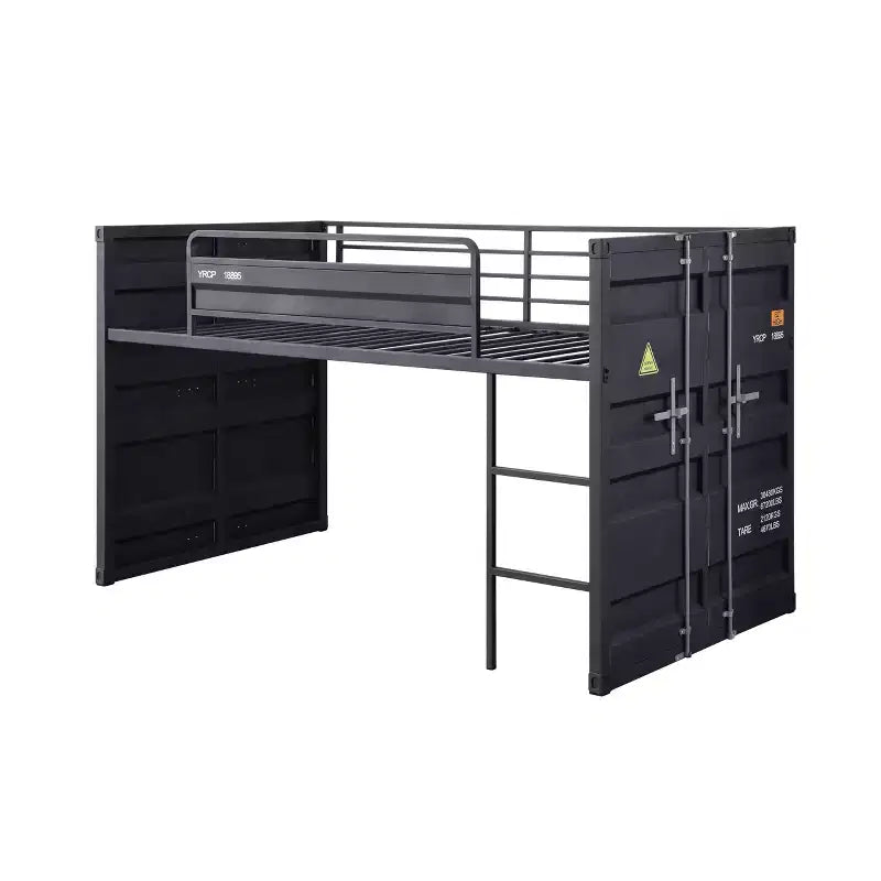 Lit mezzanine simple de 80 po avec glissière et échelle, cadre en métal – Acme Furniture : Aucun sommier tapissier requis