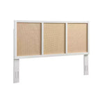Tête de lit King Bayport Comfort Pointe blanche avec incrustation en rotin : design côtier, peuplier massif et MDF, hauteur réglable