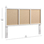 Tête de lit King Bayport Comfort Pointe blanche avec incrustation en rotin : design côtier, peuplier massif et MDF, hauteur réglable