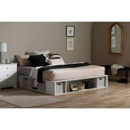 Lit plateforme de rangement flexible South Shore King avec paniers blanc pur