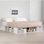 Lit plateforme de rangement flexible South Shore King avec paniers blanc pur