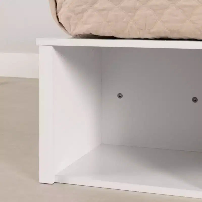 Lit plateforme de rangement flexible South Shore King avec paniers blanc pur