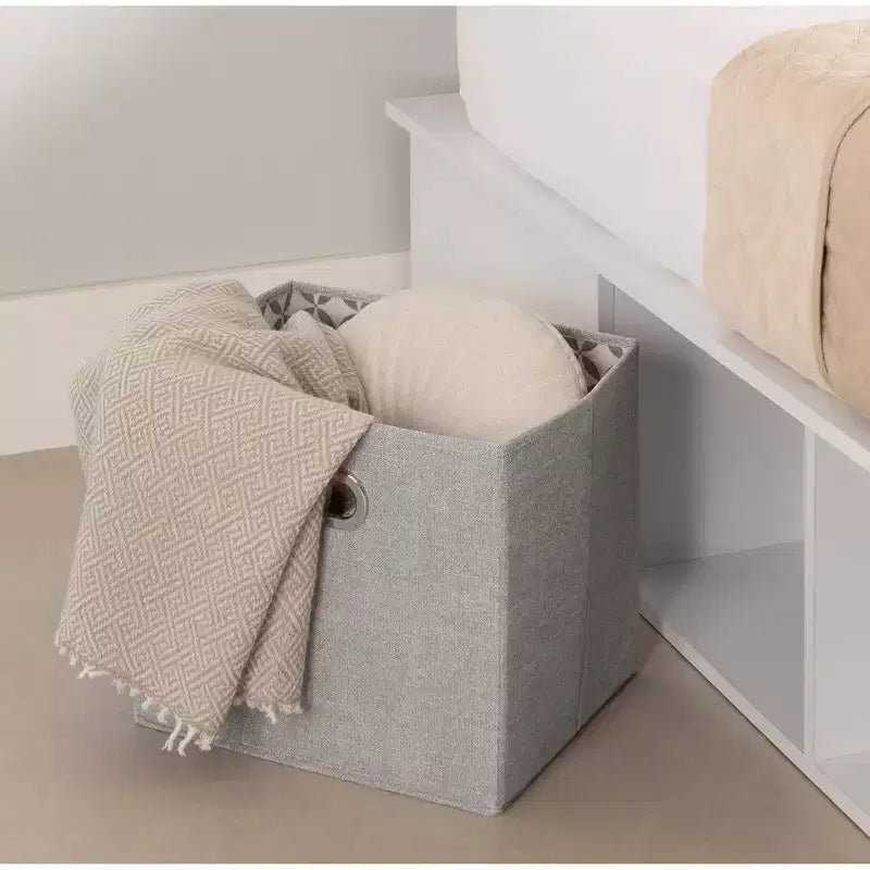 Lit plateforme de rangement flexible South Shore King avec paniers blanc pur