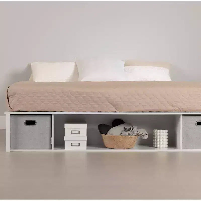 Lit plateforme de rangement flexible South Shore King avec paniers blanc pur