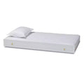 Baxton Studio Twin Alya Wood Trundle White/Gold: Rubberwood & MDF Frame, No Box Spring Needed