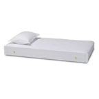 Baxton Studio Twin Alya Wood Trundle White/Gold: Rubberwood & MDF Frame, No Box Spring Needed