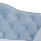 Lit de repos capitonné Twin Freda Velvet avec lit gigogne bleu clair - Baxton Studio : Rembourré, moderne du milieu du siècle, pas besoin de sommier tapissier