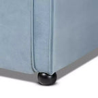 Lit de repos capitonné Twin Freda Velvet avec lit gigogne bleu clair - Baxton Studio : Rembourré, moderne du milieu du siècle, pas besoin de sommier tapissier