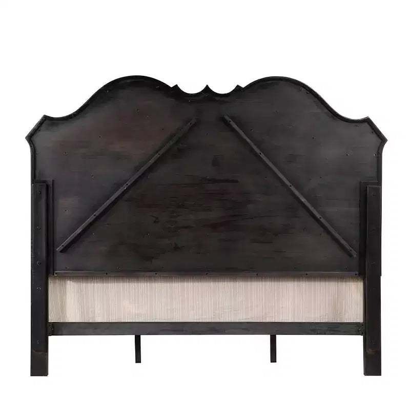 Lit California King de 82,5 pouces Chemsford en tissu beige, finition noir antique – Acme Furniture : Design traditionnel capitonné