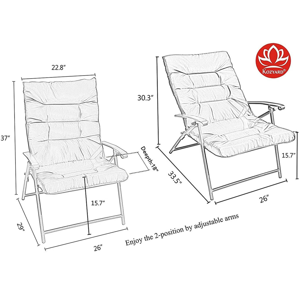 Kozyard Elsa Ensemble de 3 Meubles de Patio Extérieur Pliables Rembourrés