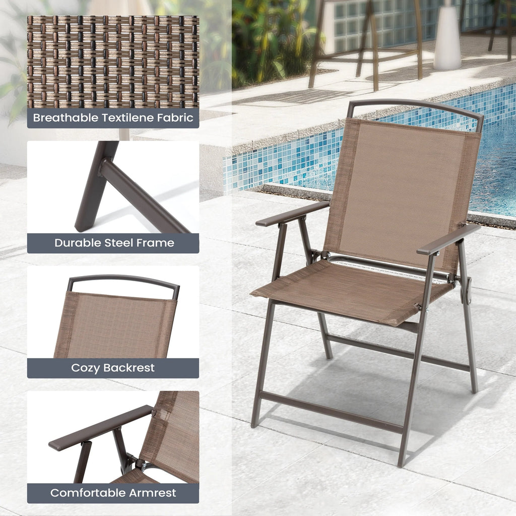Ensemble de patio 6 pièces Pellebant avec table, parasol et 4 chaises pliantes - 22,4 L x 26,8 P x 34,4 H