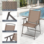 Ensemble de patio 6 pièces Pellebant avec table, parasol et 4 chaises pliantes - 22,4 L x 26,8 P x 34,4 H