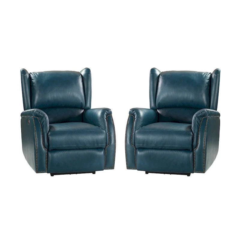 Fauteuil inclinable électrique Eduardo en cuir véritable avec port USB (ensemble de 2)
