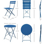 Ensemble bistro pliant 3 pièces en métal, ensemble de conversation intérieur/extérieur résistant aux intempéries pour patio, cour, jardin