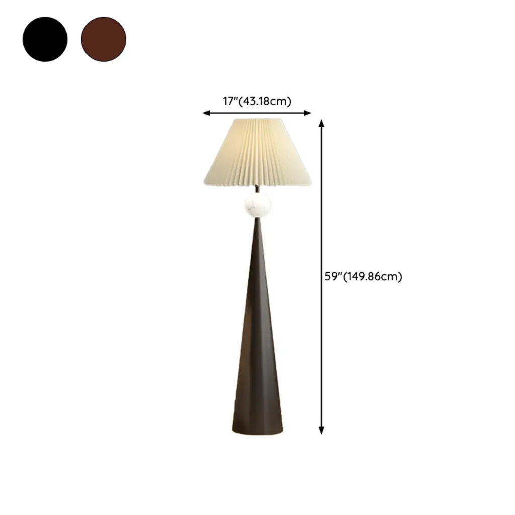 Lampadaire contemporain en métal conique avec abat-jour en tissu
