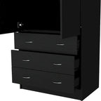 19 Armoire moderne à deux portes avec 3 tiroirs et 1 tringle de penderie pour chambre à coucher