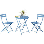Ensemble bistro pliant 3 pièces en métal, salon de conversation intérieur/extérieur résistant aux intempéries pour patio, cour, jardin