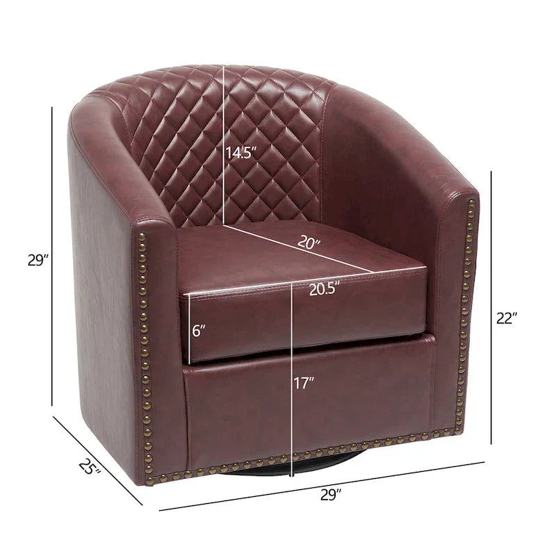 Fauteuil à barillet pivotant en cuir PU touffeté KINWELL 29