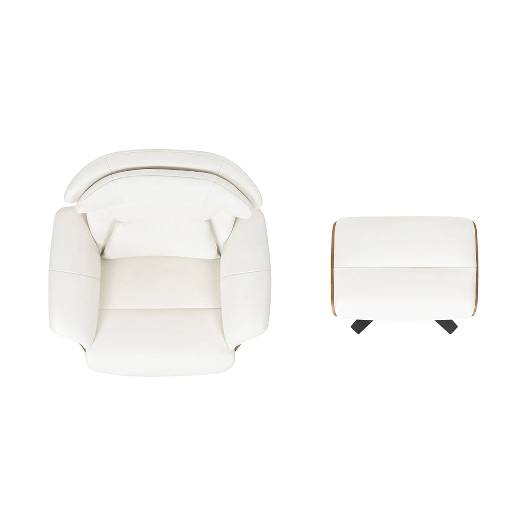 Fauteuil inclinable en cuir véritable Jovan 31.5 avec pouf