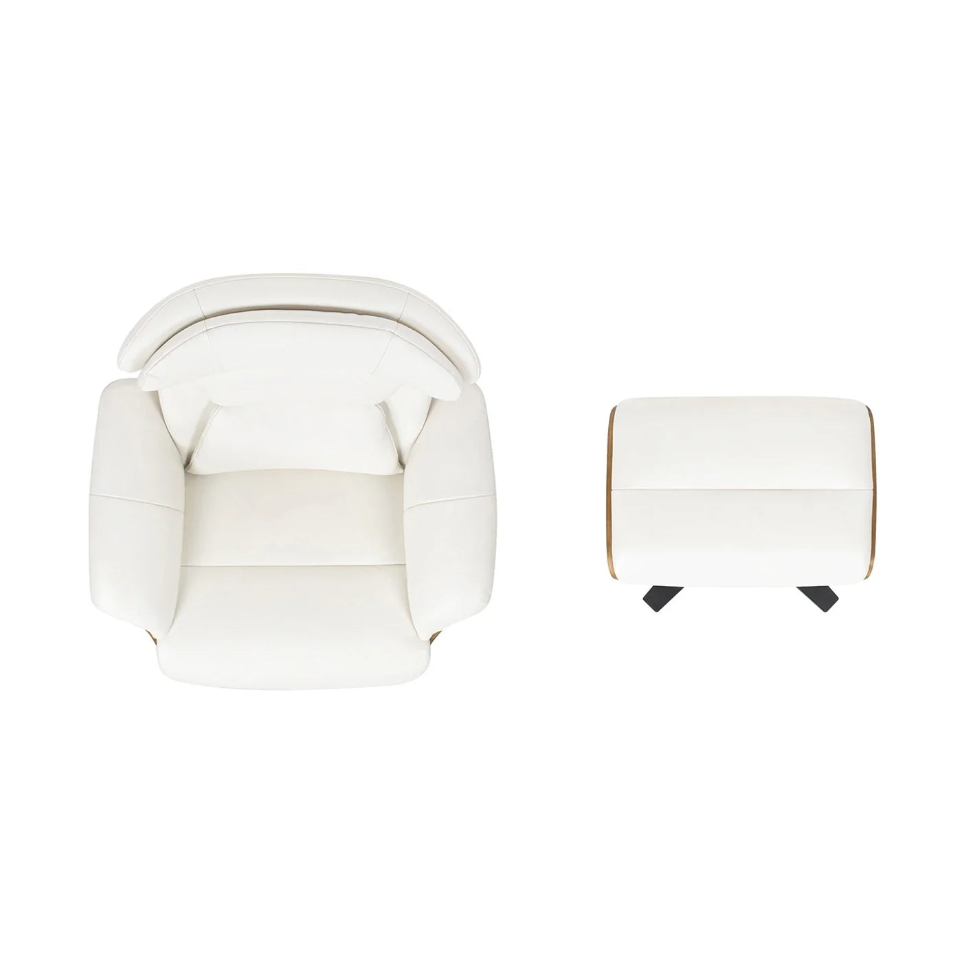 Fauteuil inclinable en cuir véritable Jovan 31.5 avec pouf