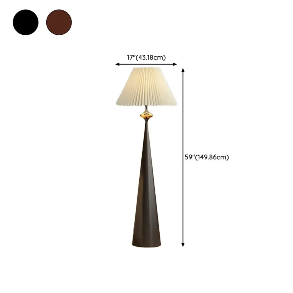 Lampadaire contemporain en métal conique avec abat-jour en tissu