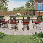 Ensemble de 4 chaises de bar de patio pivotantes en métal avec coussins pour l'extérieur