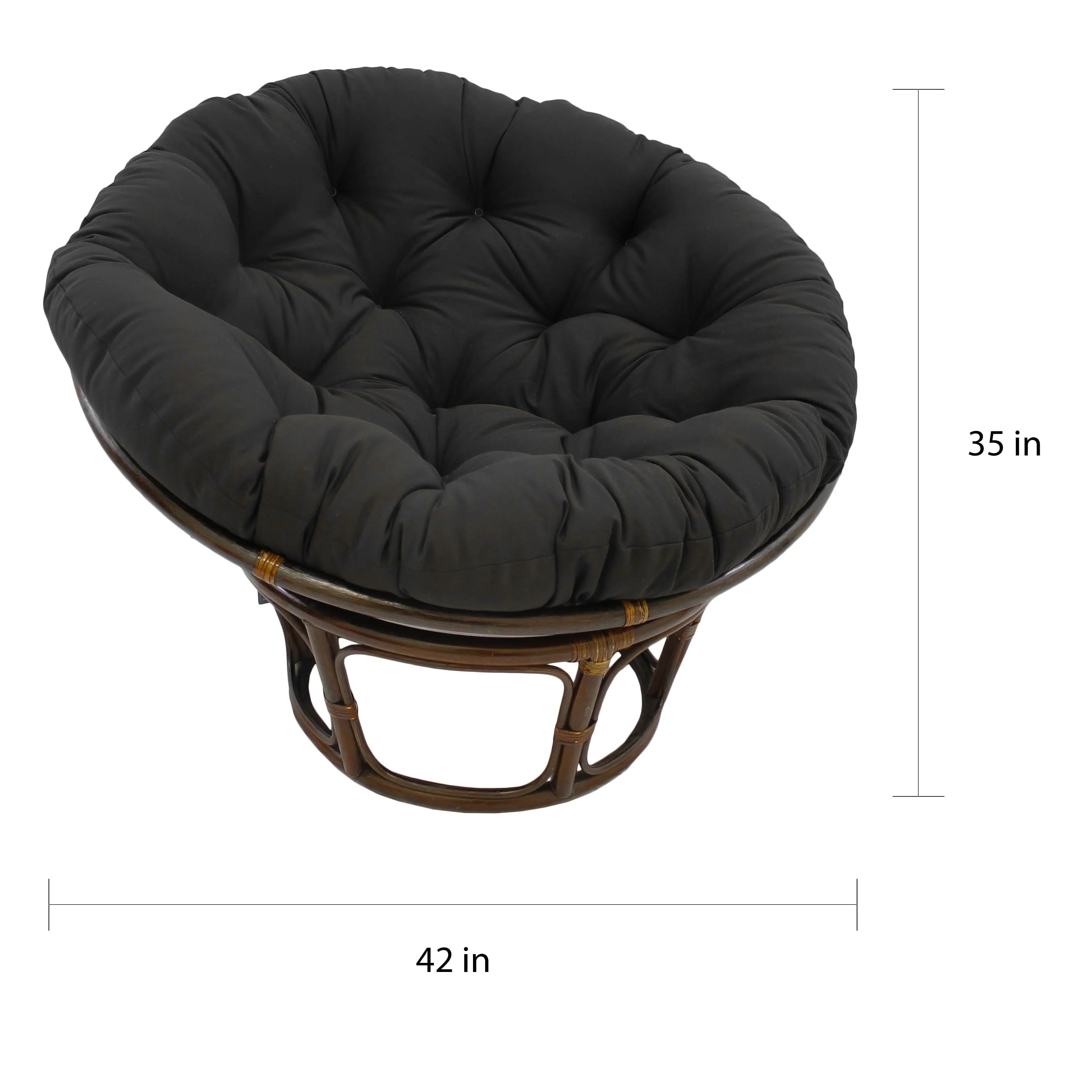 Fauteuil Papasan Bali en rotin de 42 pouces avec coussin en sergé