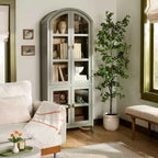 Meuble bas d'armoire à 4 portes arquées en bois rainuré et verre, vert sauge - Hearth & Hand™ avec Magnolia