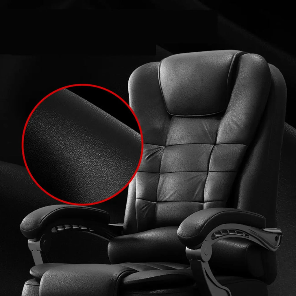 Fauteuil de bureau ergonomique pivotant en cuir noir avec repose-pieds
