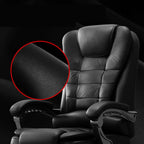 Fauteuil de bureau ergonomique pivotant en cuir noir avec repose-pieds