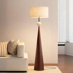 Lampadaire contemporain en métal conique avec abat-jour en tissu
