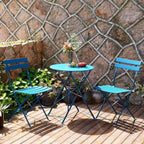 Ensemble bistro pliant 3 pièces en métal, salon de conversation intérieur/extérieur résistant aux intempéries pour patio, cour, jardin