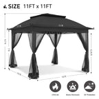Tonnelle escamotable en acier Cozywor de 3,35 m x 3,35 m avec moustiquaire