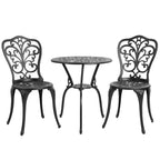 Table et chaises de patio extérieur en aluminium 3 pièces avec trou pour parasol